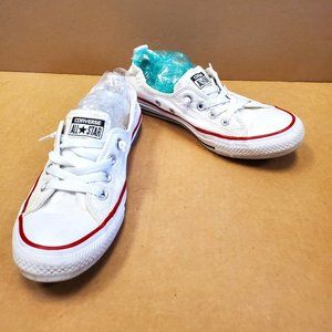 Women's Converse All Star low top size 8 white red accent tennis shoe sneaker